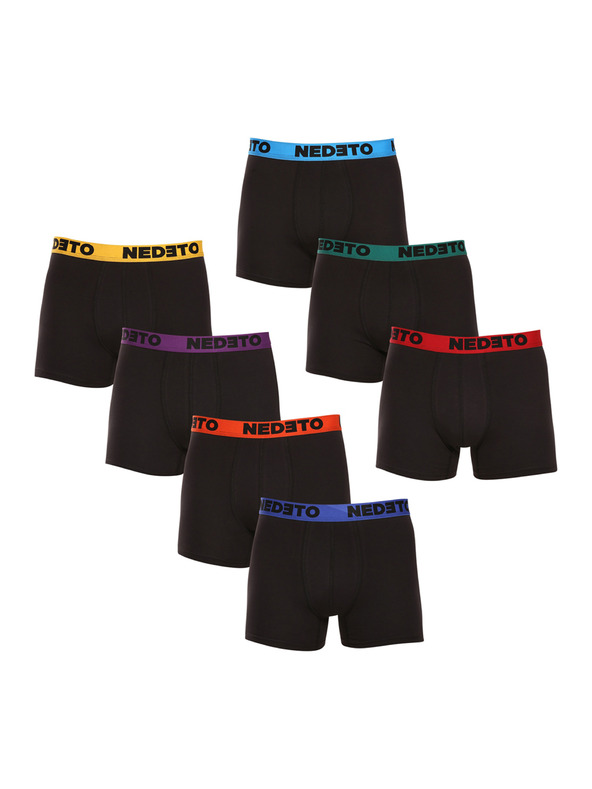 Nedeto Set mit sieben Herren-Boxershorts in schwarz Nedeto