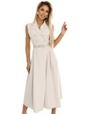 numoco Elegantes Midi-Hemdkleid mit goldenen Knöpfen und Gürtel - beige Numoco