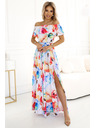 numoco Langes Sommerkleid mit Gürtel - buntes Blumenmuster Numoco