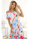 numoco Langes Sommerkleid mit Gürtel - buntes Blumenmuster Numoco