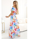 numoco Langes Sommerkleid mit Gürtel - buntes Blumenmuster Numoco