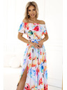numoco Langes Sommerkleid mit Gürtel - buntes Blumenmuster Numoco
