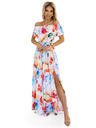 numoco Langes Sommerkleid mit Gürtel - buntes Blumenmuster Numoco
