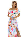 numoco Langes Sommerkleid mit Gürtel - buntes Blumenmuster Numoco