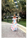 numoco Langes Sommerkleid mit Gürtel - buntes Blumenmuster Numoco