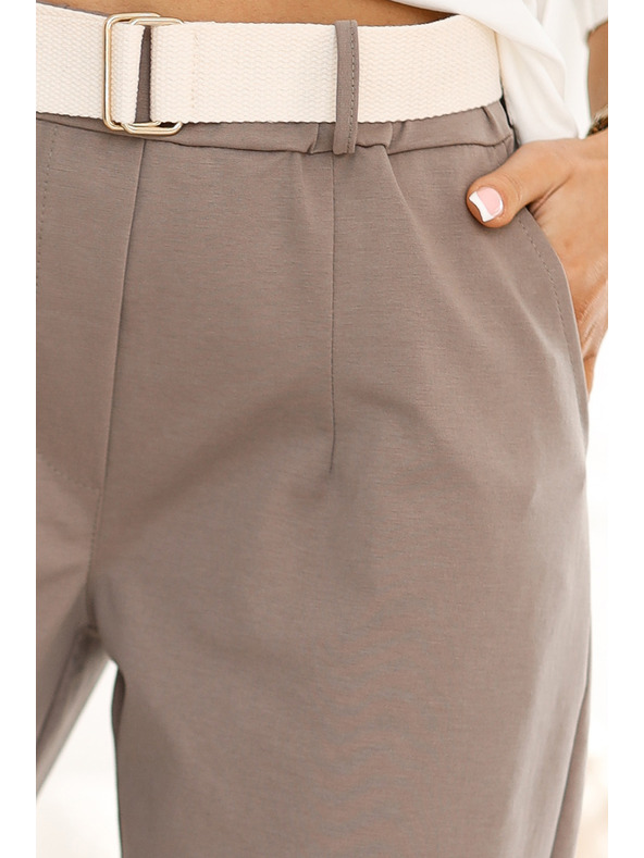numoco Modische Hose mit Taschen und Ziergürtel - MOCHA MOUSSE Numoco
