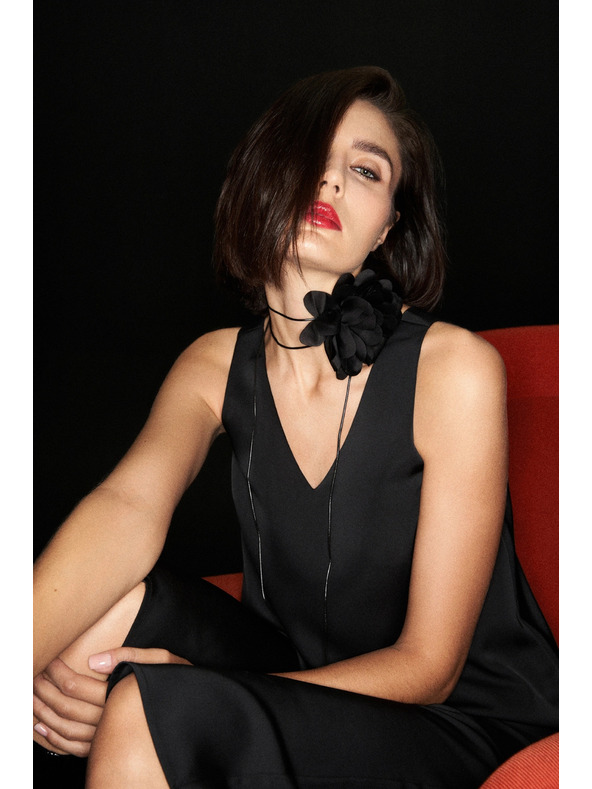 Moodo Schwarze Damen-Halskette Moodo