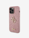 Guess Guess PU Fixed Glitter 4G Metall Logo Back Cover für iPhone 15 Pro Max Pink