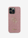 Guess Guess PU Fixed Glitter 4G Metall Logo Back Cover für iPhone 15 Pro Max Pink