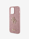 Guess Guess PU Fixed Glitter 4G Metall Logo Back Cover für iPhone 15 Pro Max Pink