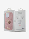 Guess Guess PU Fixed Glitter 4G Metall Logo Back Cover für iPhone 15 Pro Max Pink