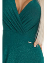 numoco Glänzendes langes Kleid mit Rundhalsausschnitt, langen Ärmeln und Beinschlitz Numoco