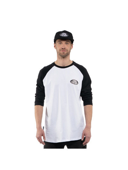 Horsefeathers T-shirt Dynamo Raglan - weiß/schwarz HORSEFEATHERS