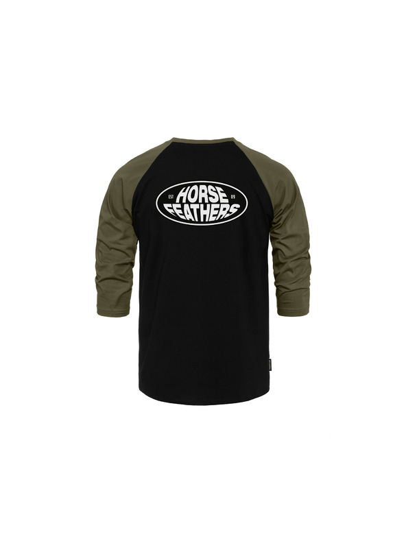 Horsefeathers T-shirt Dynamo Raglan - schwarz/verbrannt oliv HORSEFEATHERS