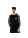 Horsefeathers T-shirt Dynamo Raglan - schwarz/verbrannt oliv HORSEFEATHERS