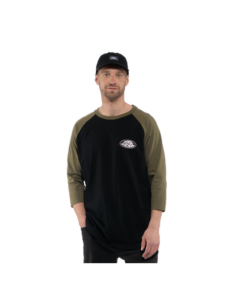 Horsefeathers T-shirt Dynamo Raglan - schwarz/verbrannt oliv HORSEFEATHERS