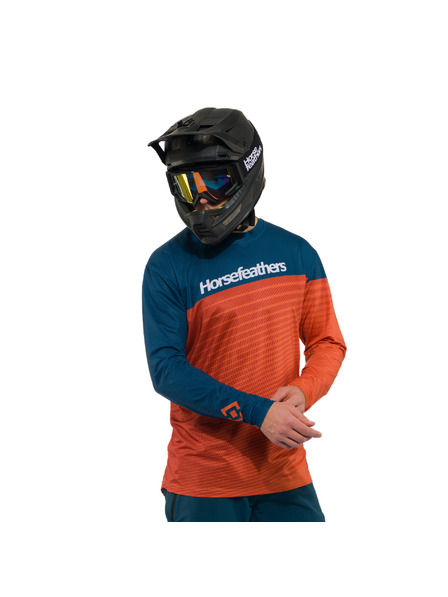 Horsefeathers Herren-Radtrikot Quantum petrol/gebeizt orange HORSEFEATHERS
