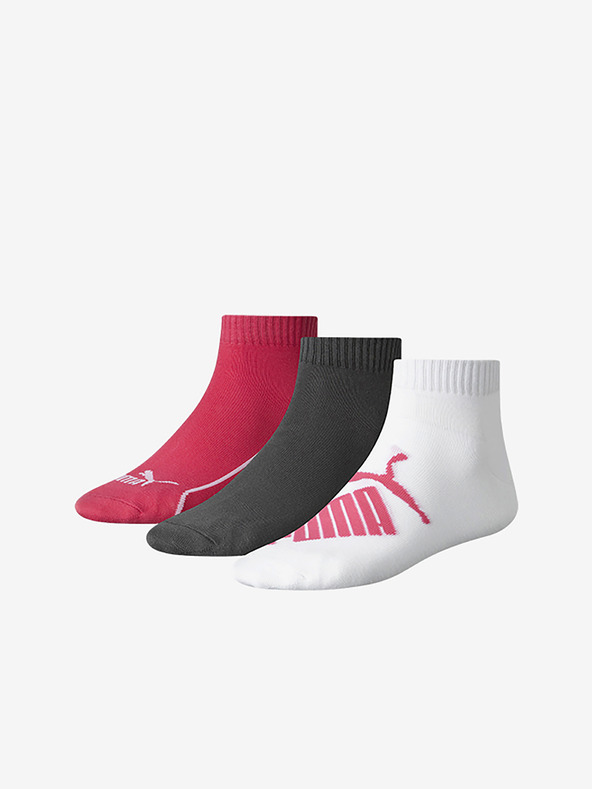 Puma Drei Paar Socken in Dunkelrosa, Grau und Weiß Puma