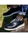 Vasky Herren Leder Halbstiefel Schwarz und Weiß - Frühling / Herbst Vasky Derby Stiefel