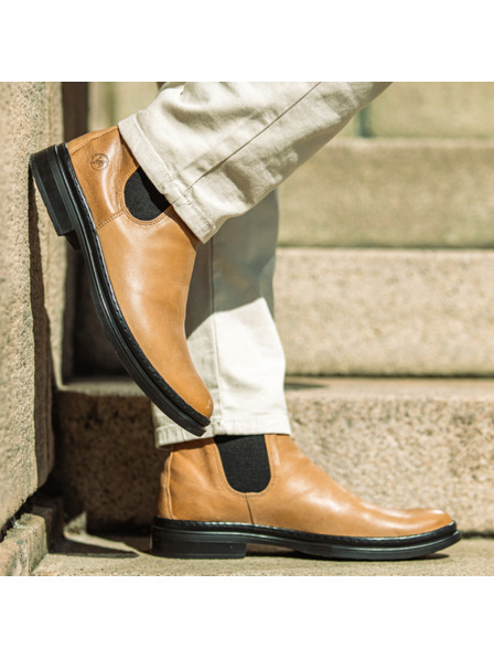 Vasky Herren Leder-Chelsea-Stiefel Hellbraun Vasky Chelsea Caramel