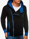Ombre Clothing Blau-schwarzer Herren-Kapuzenpulli mit Reißverschluss B297