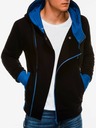 Ombre Clothing Blau-schwarzer Herren-Kapuzenpulli mit Reißverschluss B297