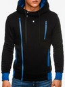 Ombre Clothing Blau-schwarzer Herren-Kapuzenpulli mit Reißverschluss B297