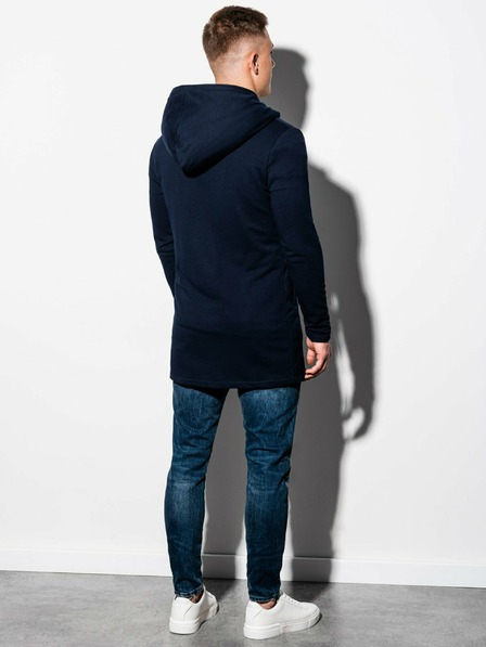 Ombre Clothing Dunkelblauer Herren-Kapuzenpullover mit verlängertem Reißverschluss B668 HUGO