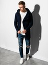 Ombre Clothing Dunkelblauer Herren-Kapuzenpullover mit verlängertem Reißverschluss B668 HUGO