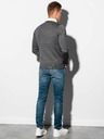 Ombre Clothing Grau gestreifter Herrenpullover mit Hemdeinsatz E120