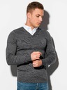 Ombre Clothing Grau gestreifter Herrenpullover mit Hemdeinsatz E120