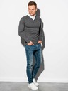 Ombre Clothing Grau gestreifter Herrenpullover mit Hemdeinsatz E120