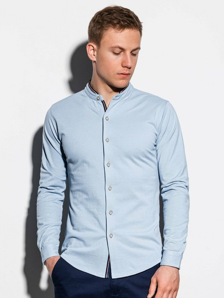Ombre Clothing Hellblaues Herren-Stehhemd K542