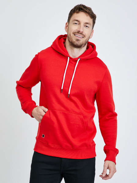Ombre Clothing Roter Herren-Basic-Kapuzenpullover Ombre Clothing