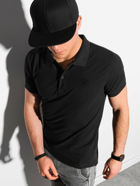 Ombre Clothing Schwarzes Herren-Poloshirt Ombre Clothing
