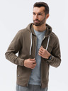 Ombre Clothing Khakifarbenes Herren-Kapuzenhemd mit Reißverschluss und Kapuze Ombre Clothing B1145 basic basic