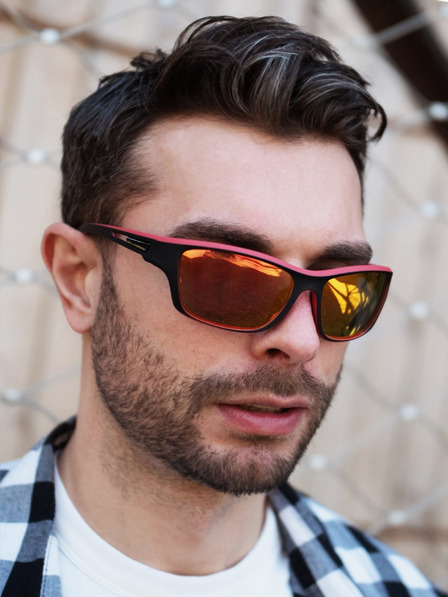 VEYREY Rote und schwarze polarisierende Sport-Sonnenbrille VeyRey Gustav