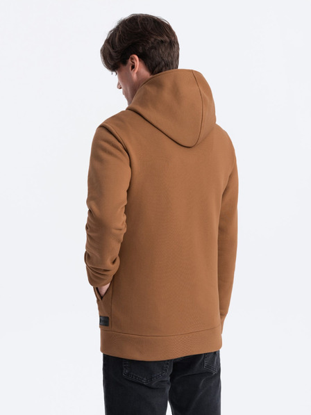 Ombre Clothing Braunes Herren-Sweatshirt mit asymmetrischem Verschluss Ombre Clothing