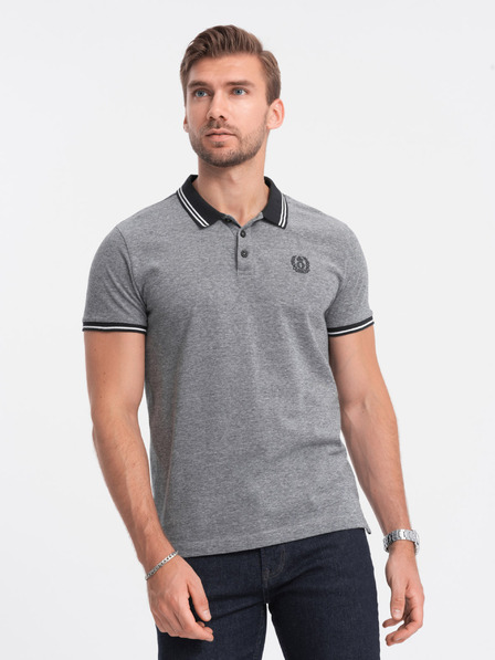 Ombre Clothing Schwarzes gestreiftes Herren-Poloshirt Ombre Clothing