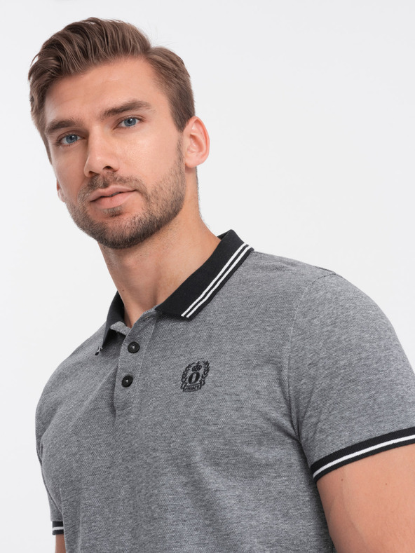Ombre Clothing Schwarzes gestreiftes Herren-Poloshirt Ombre Clothing