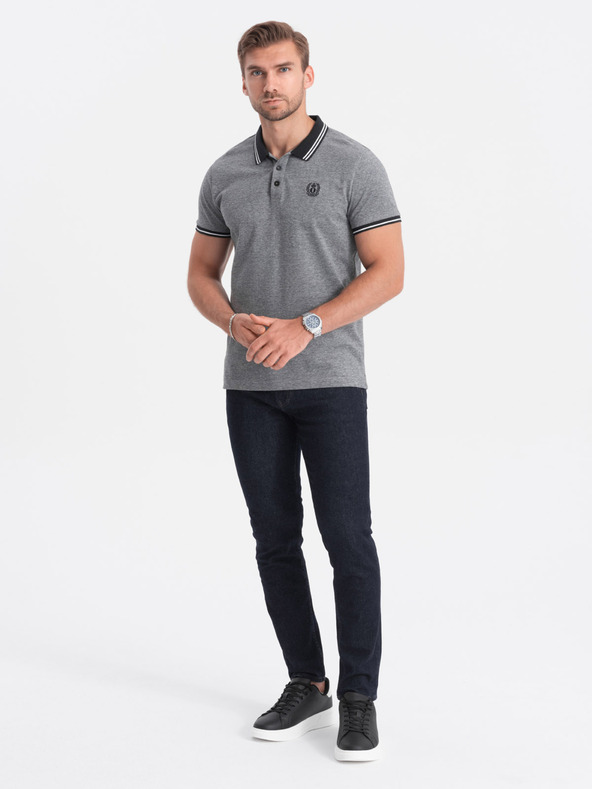 Ombre Clothing Schwarzes gestreiftes Herren-Poloshirt Ombre Clothing