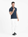 Ombre Clothing Dunkelblaues Herren-Poloshirt ohne Knöpfe Ombre Clothing
