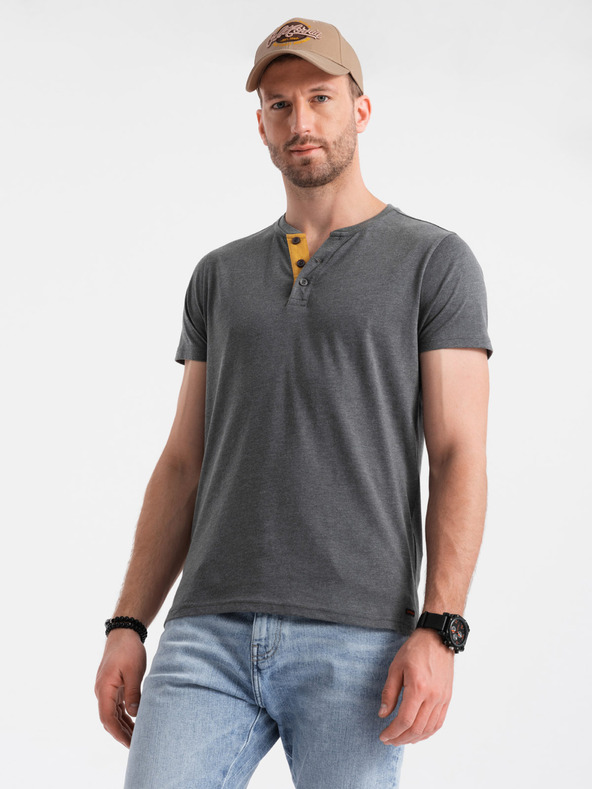Ombre Clothing Graues Herren-T-Shirt mit Rundhalsausschnitt Ombre Clothing