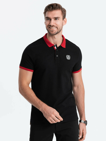 Ombre Clothing Schwarzes Herren-Polohemd Ombre Kleidung