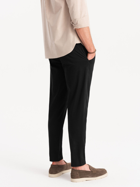 Ombre Clothing Schwarze Herren Chino-Hose mit Ziergürtel Ombre Clothing