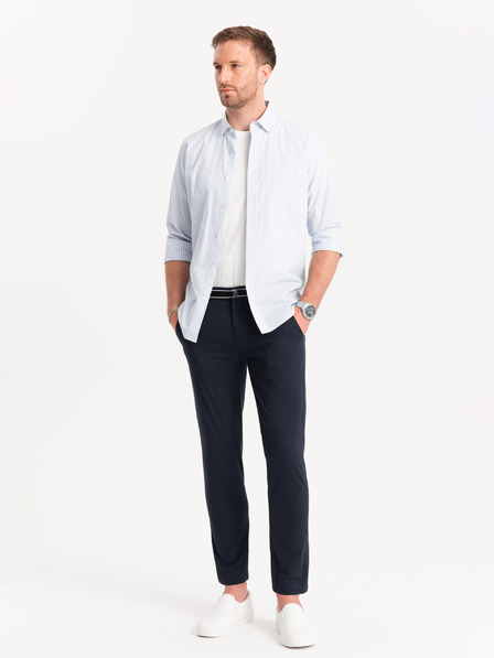 Ombre Clothing Dunkelblaue Herren-Chinohose mit Ziergürtel Ombre Clothing