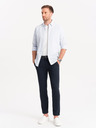 Ombre Clothing Dunkelblaue Herren-Chinohose mit Ziergürtel Ombre Clothing