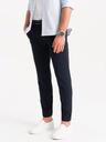 Ombre Clothing Dunkelblaue Herren-Chinohose mit Ziergürtel Ombre Clothing
