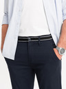 Ombre Clothing Dunkelblaue Herren-Chinohose mit Ziergürtel Ombre Clothing