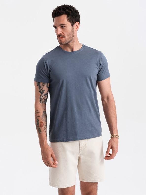 Ombre Clothing Blaues Herren-Basic-Shirt Ombre Clothing